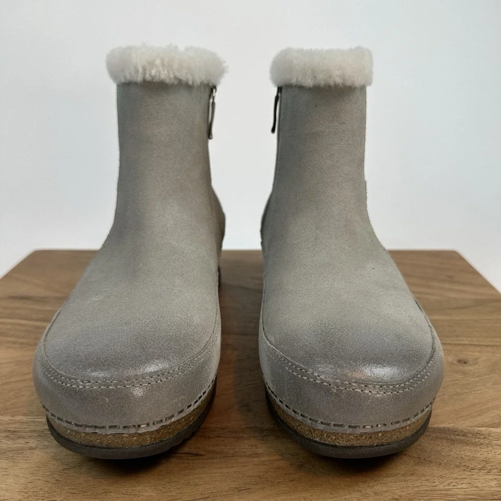 New Womens Dansko Mitzy Stone Burnished Suede Booties Boots‎ Size 39 8.5/9